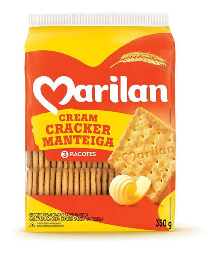 Biscoito Cream Cracker Manteiga Marilan 350g - Caixa 27 Unid