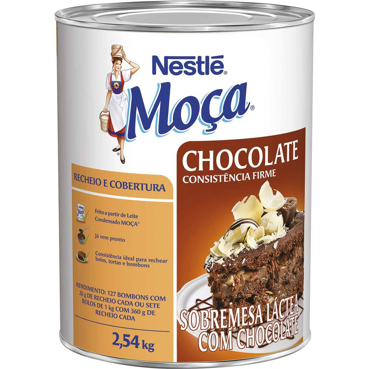 Lata de Recheio e Cobertura Chocolate MOÇA 2,54kg