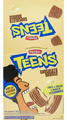 Biscoito Teens Marilan Recheio Chocolate Branco 8 Pacotes