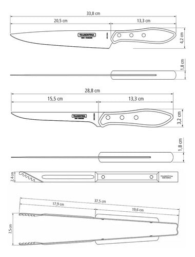 Kit Churrasco Tramontina Polywood 8 Pcs Inox Tabua E Estojo