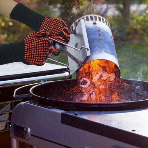 Luva Térmica Para Churrasco Preto E Vermelho