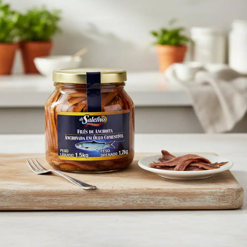Aliche Filé De Anchova Di Salerno Em Óleo Comestível 1,5kg