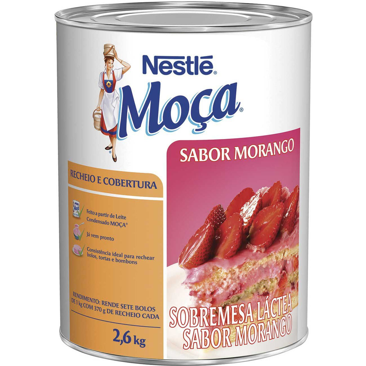 Lata de Recheio e Cobertura de Morango MOÇA® 2,6Kg