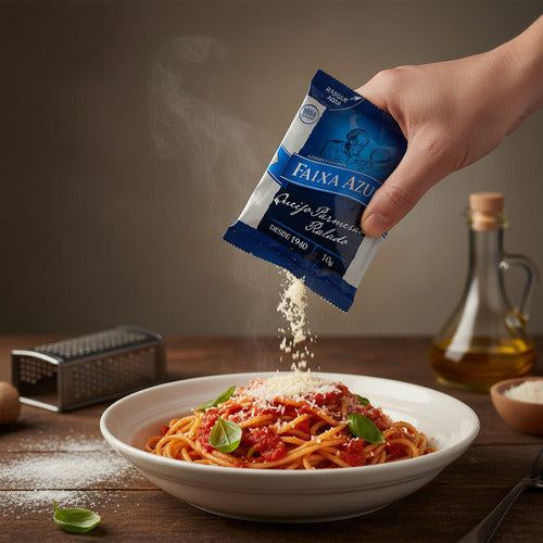 Queijo Ralado Sache Faixa Azul 25 Unidades De 10g