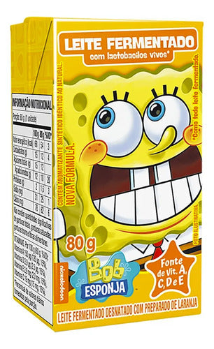 Leite Fermentado Elege Desnatado Bob Esponja 80g Pack Kit 6u