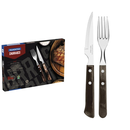 Jogo Talheres Churrasco Tramontina Inox Castanho Polywood