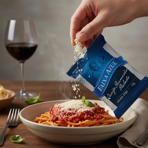 Faixa Azul Queijo Parmesão Ralado Sache 100 Unidades De 10g