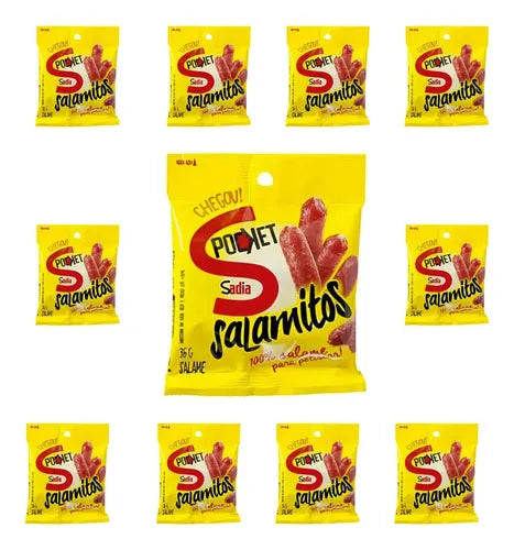 Kit Com 12 Pacotes Salame Petisco Sadia Salamitos Pocket 36g