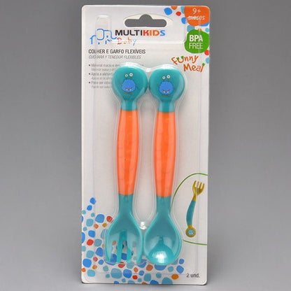 Colher e Garfo Infantil Flexivel Ergonomico sem BPA