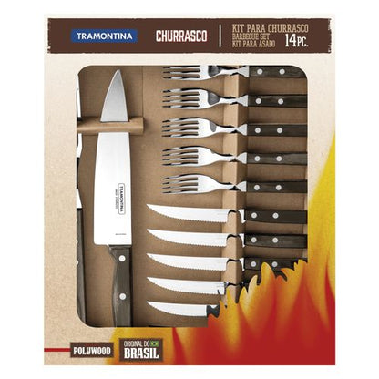 Kit para Churrasco 14 Peças Tramontina Castanho