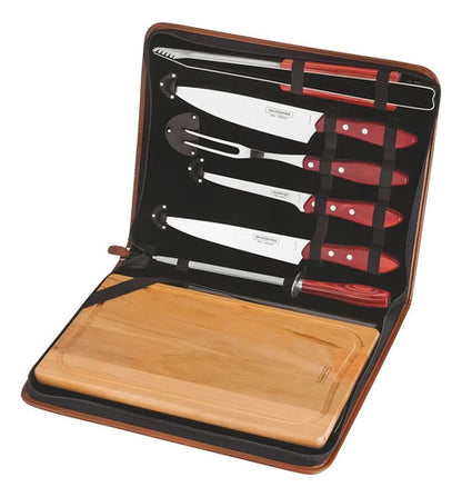 Kit Churrasco Tramontina Polywood 8 Pcs Inox Tabua E Estojo