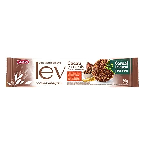 Biscoito Lev Cookie Integral Cacau e Cereais 80g