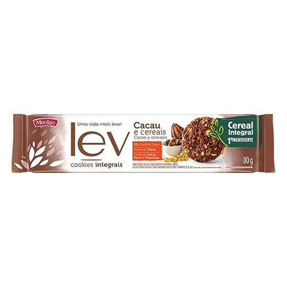 Biscoito Lev Cookie Integral Cacau e Cereais 80g