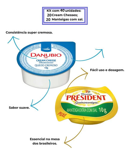 Kit Cream Cheese Danubio + Manteiga Sache 20 Un De Cada