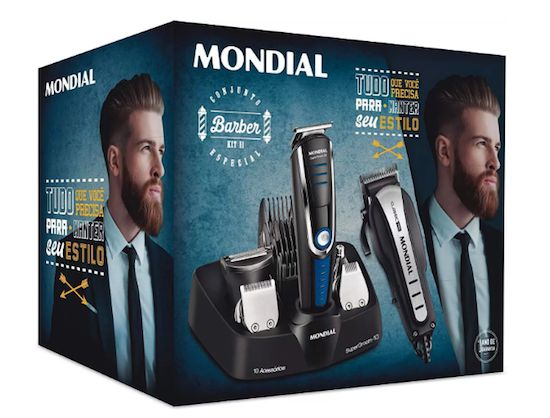 Conjunto Mondial, Barber Kit II Cortador e Aparador, 110V, Preto - KT-84