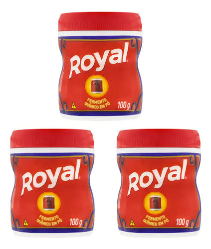 Fermento Quimico Pó Royal Frasco 100g Kit Pack 03 Frascos