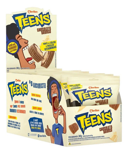 Biscoito Teens Marilan Recheio Chocolate Branco 8 Pacotes