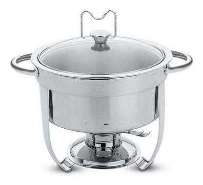 Rechaud Tramontina Redondo em Aço Inox Banho Maria com Suporte para Tampa e Fogareiro 7 L