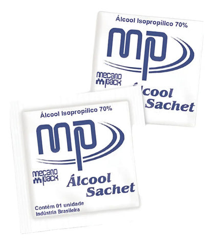 Higienizador De Bolso Prevenção C/ Álcool 70%  100 Sachês   Álcool