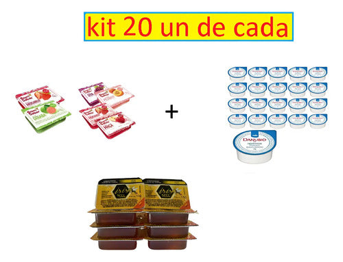 Geléia + Danubio + Mel Blister Em Sachê 20 Un  Cada