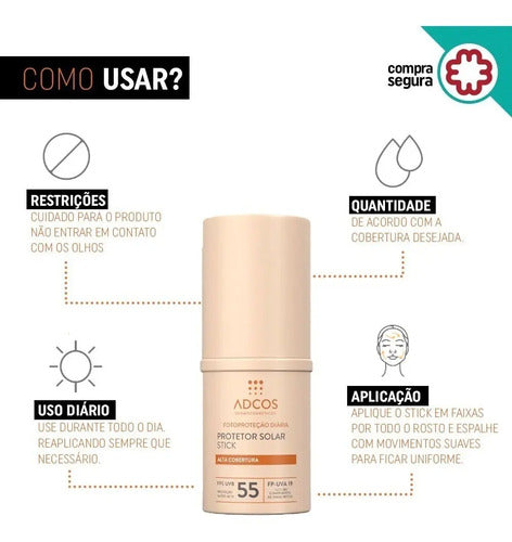 Protetor Solar Adcos Tonalizante Base Stick Fps55 17g