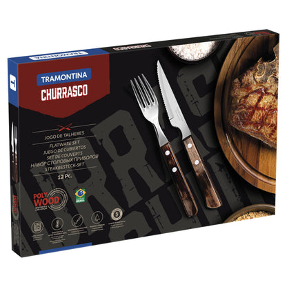 Jogo Talheres Churrasco Tramontina Inox Castanho Polywood