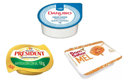 Kit Cream Cheese 48, Manteiga President 48, Mel Bom Sabor 48