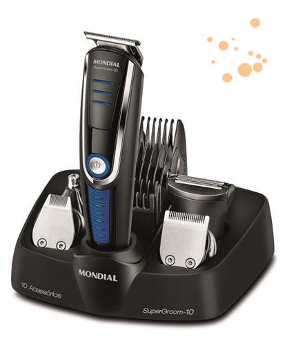 Conjunto Mondial, Barber Kit II Cortador e Aparador, 110V, Preto - KT-84