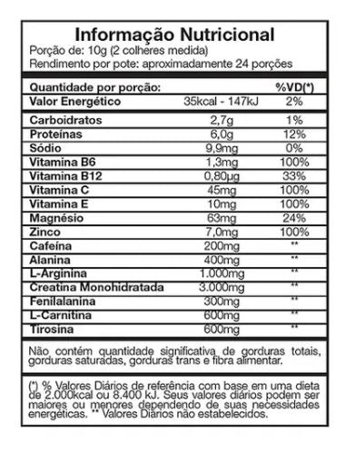 V-Fort Pré Workout (240g) - Sabor Limão, VitaFor