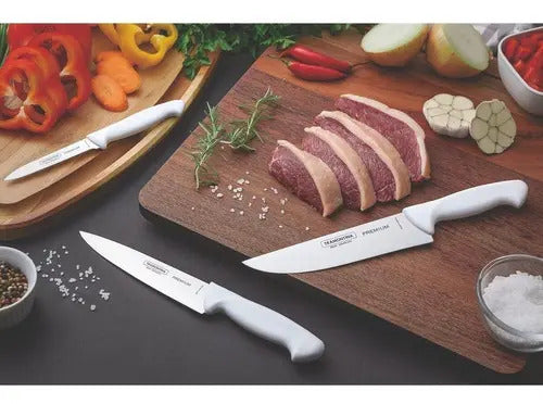 Faca Inox Açougueiro Cabo Branco 8'' Chef Premium Tramontina