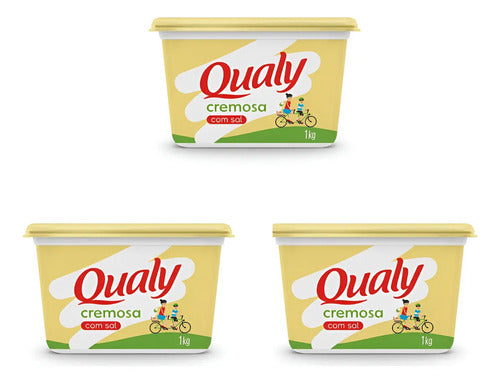 Margarina Qualy Com Sal 1kg Kit 3 Potes
