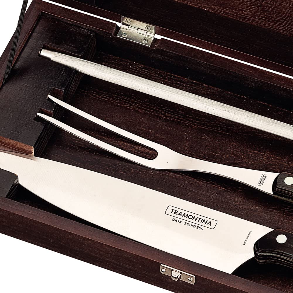 Jogo Churrasco Inox Polywood com Maleta - Tramontina