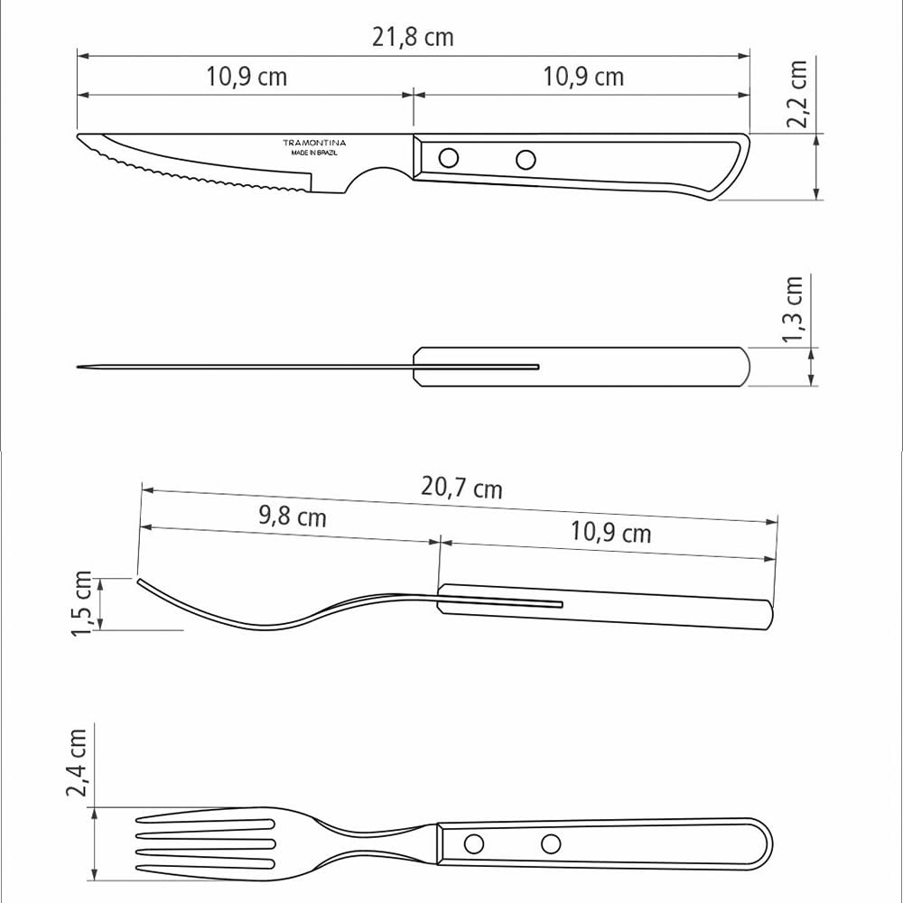 Jogo Talheres Churrasco Tramontina Inox Castanho Polywood