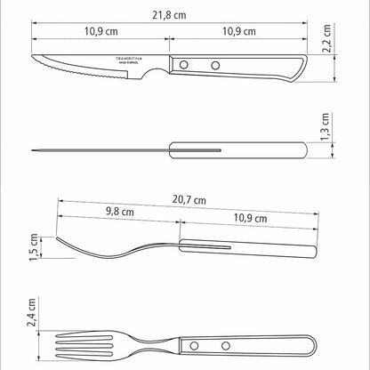 Jogo Talheres Churrasco Tramontina Inox Castanho Polywood