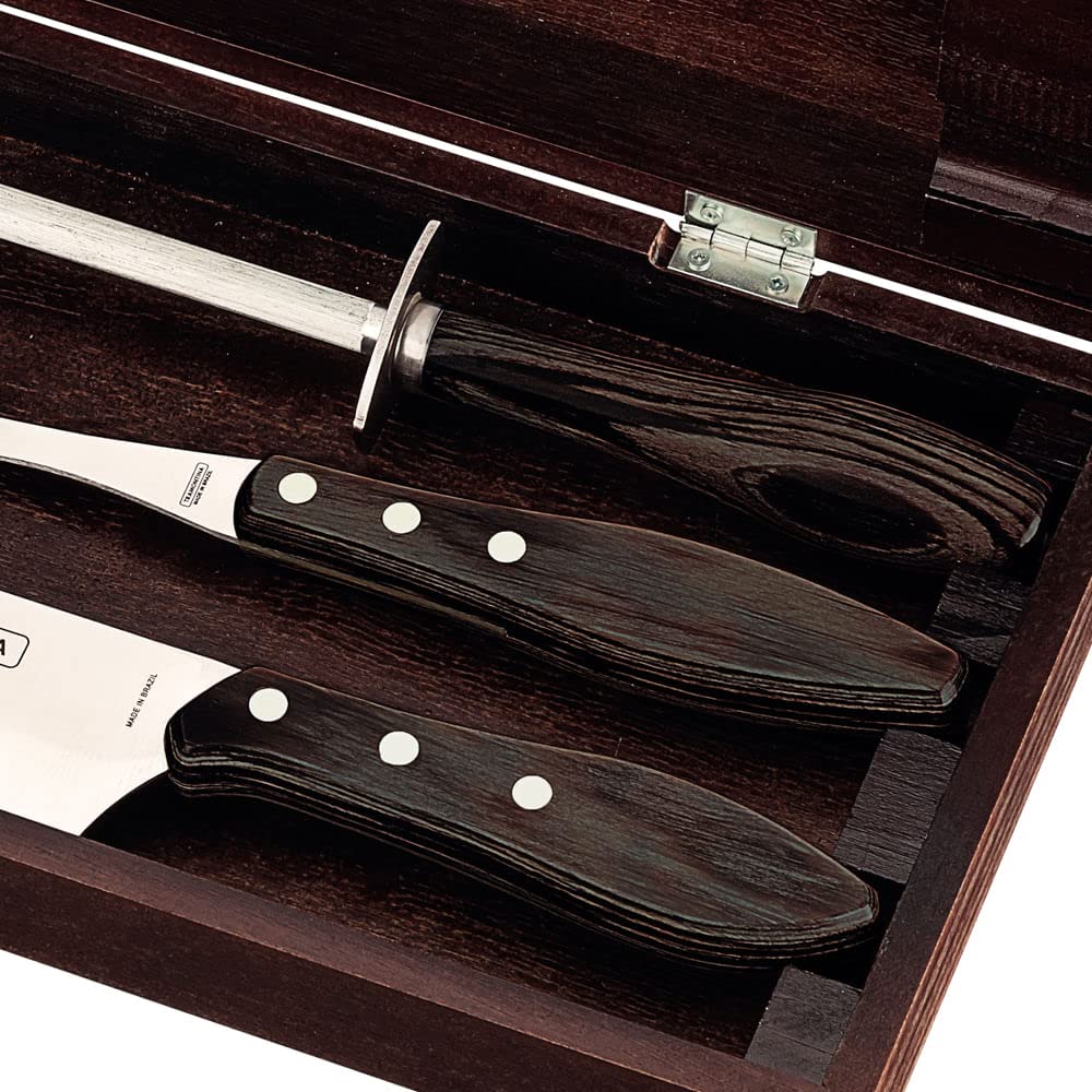 Jogo Churrasco Inox Polywood com Maleta - Tramontina