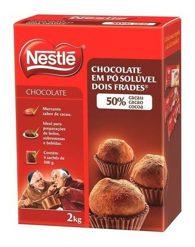 Dois Frades Chocolate Em Pó Padre 2kg 50% Cacau Nestlé
