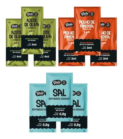 Sache Azeite+molho Pimenta+ Sal + Vinagre Grilo 25 Un Cada