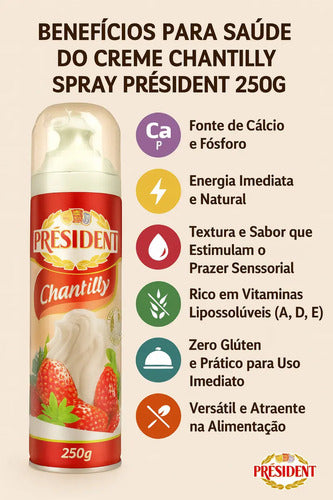 Creme Chantilly Spray Président Baunilha Frasco 250g
