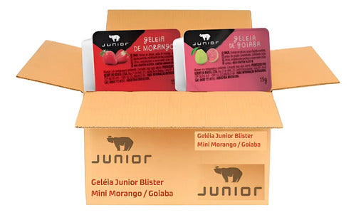 Geleia Mini Blister Sache Junior Morango Goiaba Kit 36 Unid