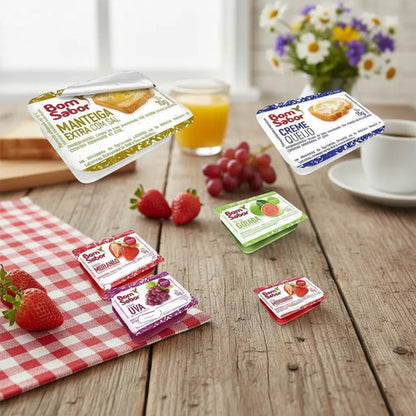 Kit Mini Geleia+manteiga +mel+cream Cheese Sache 25 Un Cada