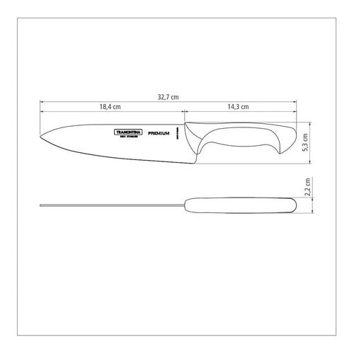 Faca Inox Açougueiro Cabo Branco 8'' Chef Premium Tramontina