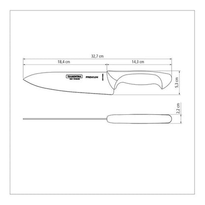 Faca Inox Açougueiro Cabo Branco 8'' Chef Premium Tramontina