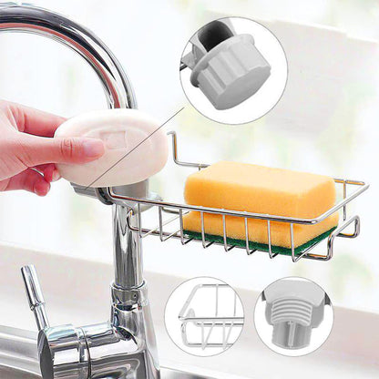 Prateleira Cozinha Suporte De Esponja De Aço Inoxidável Ajustável Pia Torneira Sabonete Detergente Pano De Prato Banheir