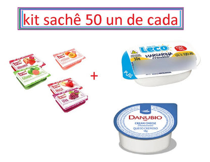 Geléia + Danubio + Margarina Leco Blister Sachê 50 Un  Cada