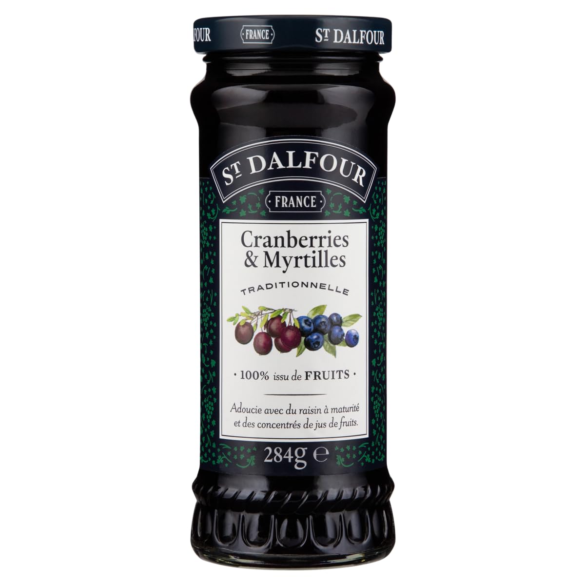 St Dalfour Geleia de Cranberry & Mirtilos (Cranberries & Myrtilles), 284g