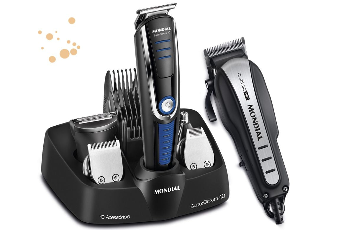 Conjunto Mondial, Barber Kit II Cortador e Aparador, 110V, Preto - KT-84