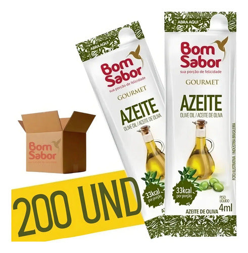Sache De Azeite De Oliva Gourmet Bom Sabor 4ml - 200 Saches