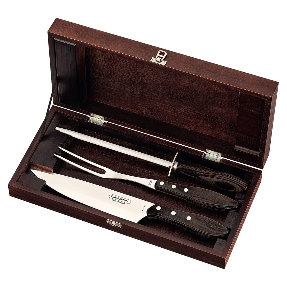 Jogo Churrasco Inox Polywood com Maleta - Tramontina