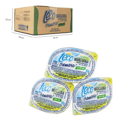 Margarina Sem Sal Leco Cremosa Blister Sache 10g Kit 96 Unid