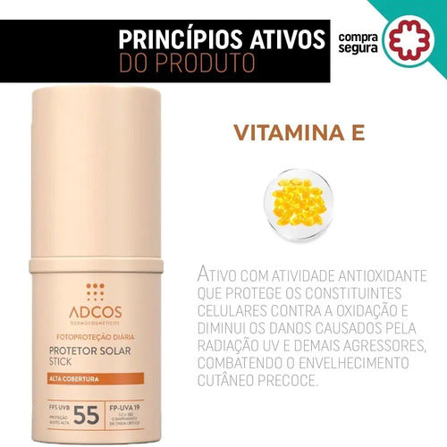 Protetor Solar Adcos Tonalizante Base Stick Fps55 17g